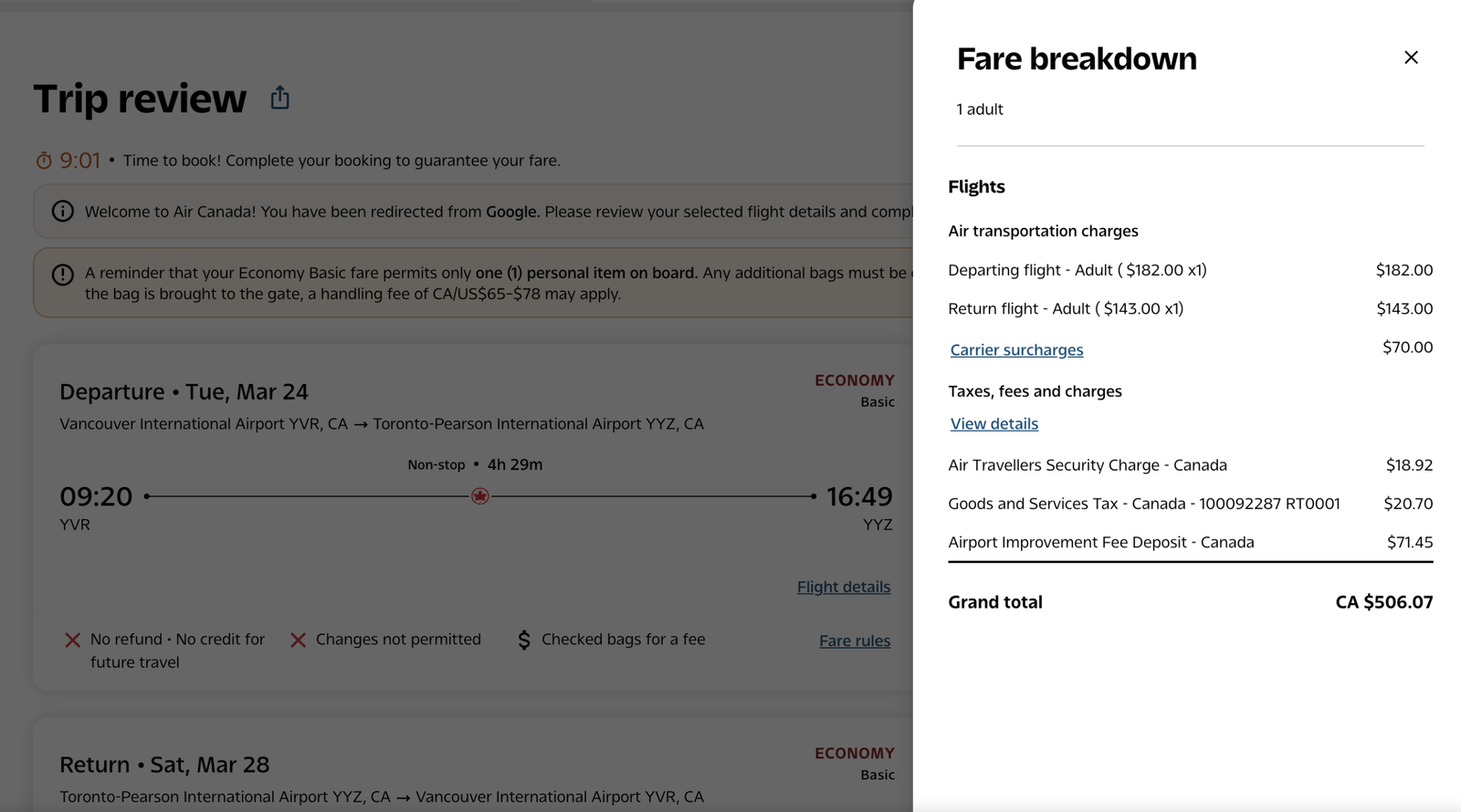 15. ticket breakdown vancouvertoronto