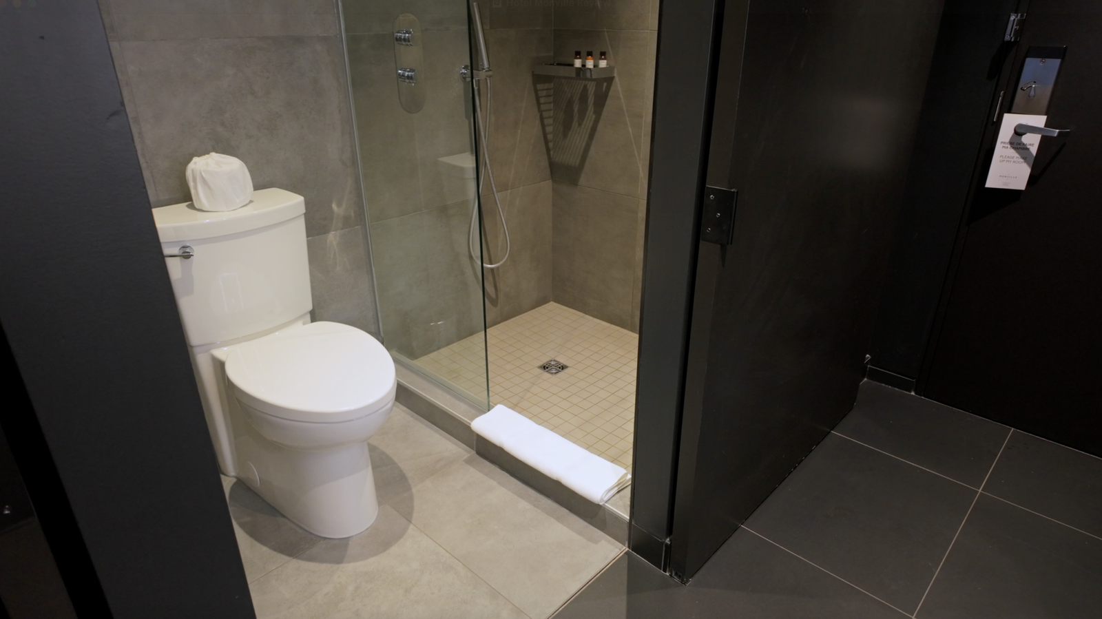 Hotel Monville Montreal Review: The 269-Room Formula Behind an Urban Hotel Bathroom in the standard room at Hotel Monville
